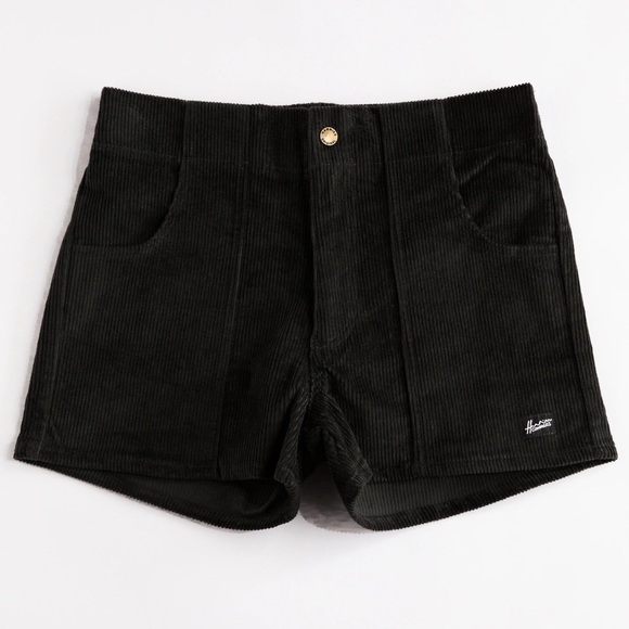 High Waist Black Corduroy Shorts - Picture 1 of 5